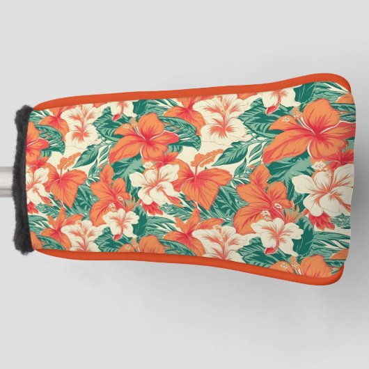 ハワイアンビベエステティック熱帯花パターン ゴルフヘッドカバー (正面)