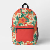 ハワイアンビベカラフル熱帯花パターン プリントバックパック (正面)