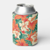 ハワイアンビベカラフル熱帯花パターン 缶クーラー (缶正面)