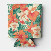 ハワイアンビベカラフル熱帯花パターン 缶クーラー (正面)