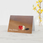 ハワイアンビーチのハイビスカス クリスマスカード カード (黄色い花)