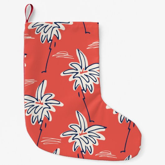ハワイアンビーチシャツ、ドードルパーム柄。 スモールクリスマスストッキング (正面)
