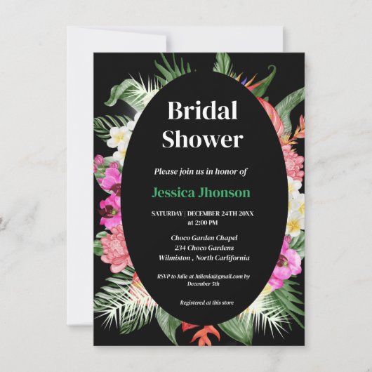 ハワイアンビーチフローラブライダルシャワー 招待状 (正面)