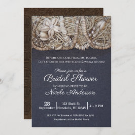 ハワイアンビーチプカシーシェルブライダルシャワー 招待状