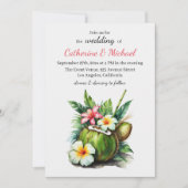 ハワイアンビーチホリデーサマーハイビスカス結婚ズ 招待状 (正面)