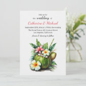 ハワイアンビーチホリデーサマーハイビスカス結婚ズ 招待状 (スタンド正面)