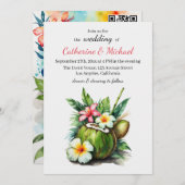 ハワイアンビーチホリデーサマーハイビスカス結婚ズ 招待状 (正面/裏面)