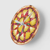 ハワイアンピザ ラウンド壁時計 (傾斜)