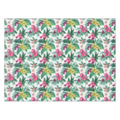 ハワイアンピンクと黄色の花 テーブルクロス (正面(横))