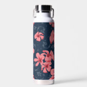 ハワイアンピンクの花かわいい花柄 ウォーターボトル (正面)