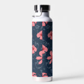 ハワイアンピンクの花かわいい花柄 ウォーターボトル (右面)