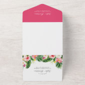 ハワイアンピンクハイビスカストロピカル結婚フローラ オールインワン招待状 (外側)