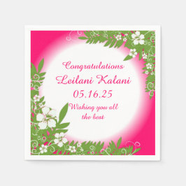 ハワイアンピンクハイビスカス卒業紙ナプキン スタンダードカクテルナプキン