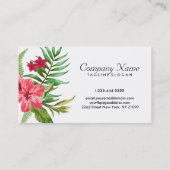 ハワイアンピンクフラワーと白黒ストライプ 名刺 (裏面)