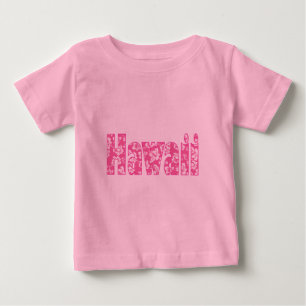 ハワイアンピンク花 ベビーTシャツ