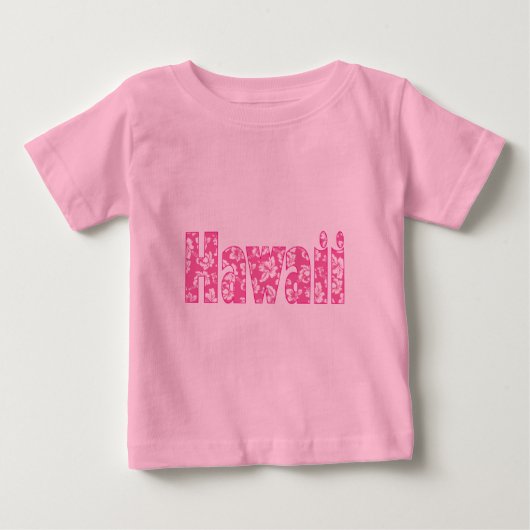 ハワイアンピンク花 ベビーTシャツ (正面)