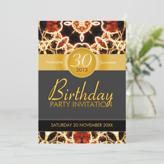 ハワイアンファイアートお祝い誕生日招待状 招待状 (スタンド正面)