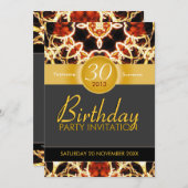 ハワイアンファイアートお祝い誕生日招待状 招待状 (正面/裏面)