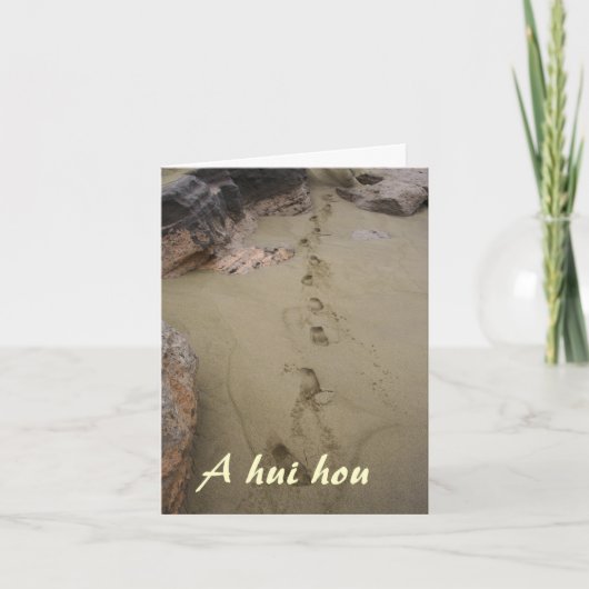 ハワイアンフットプリントビーチ砂悔やみや弔慰 サンキューカード (正面)