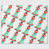 ハワイアンフラガールクリスマスギフトラッピング紙 ラッピングペーパー (フラット)