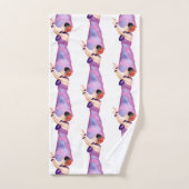 ハワイアンフラガールパープルバスタオルセット バスタオルセット (ハンドタオル)