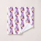 ハワイアンフラガールパープルバスタオルセット バスタオルセット (ウォッシュタオル)