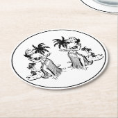 ハワイアンフラダンサートロピカルアイランドレトロティキ ラウンドペーパーコースター (アングル)