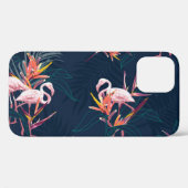 ハワイアンフラミンゴ:熱帯ヴィンテージのアートワーク Case-Mate iPhoneケース (裏面 (横))