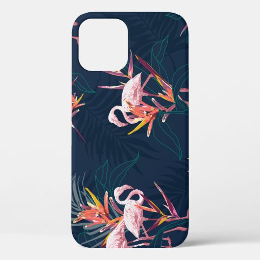 ハワイアンフラミンゴ:熱帯ヴィンテージのアートワーク Case-Mate iPhoneケース (裏面)