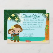 ハワイアンフラモンキーベビーシャワーありがとう#01 招待状 (正面/裏面)