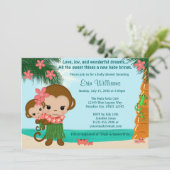 ハワイアンフラモンキーベビーシャワー招待ビーチ 招待状 (スタンド正面)