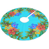 ハワイアンフラワーズハイビスカスアクア ブラッシュドポリエステルツリースカート (アングル)