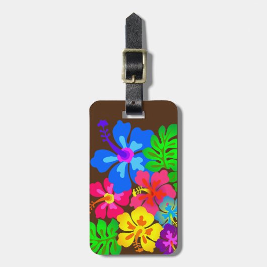ハワイアンフラワーズハイビスカスアート ラゲッジタグ (正面縦)