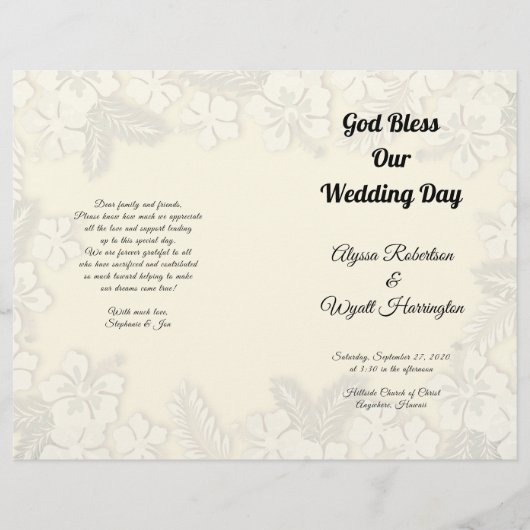 ハワイアンフラワーズビッ結婚クの式プログラム (正面)