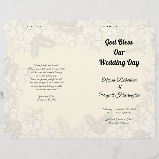 ハワイアンフラワーズビッ結婚クの式プログラム (正面/裏面)