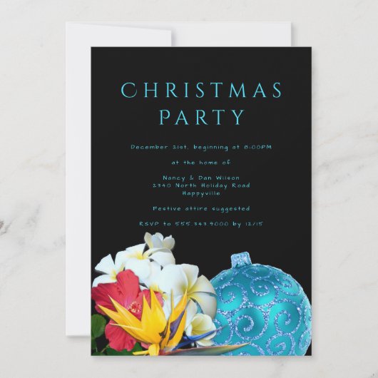 ハワイアンフラワーズビーチクリスマスパーティの招待状 招待状 (正面)