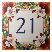 ハワイアンフラワーズフローラハウスナンバーサインプラーク タイル (正面)