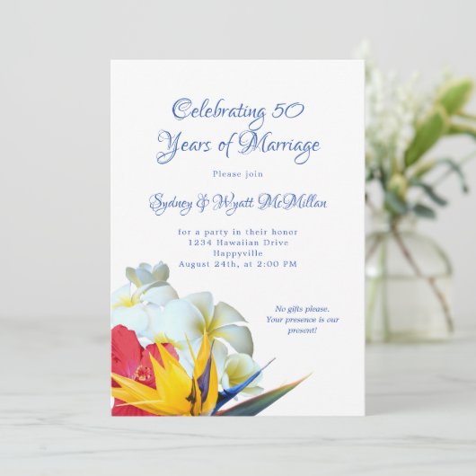 ハワイアンフラワーズブーケ記念日パーティー 招待状 (スタンド正面)