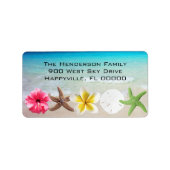 ハワイアンフラワーズンシーシェル差出人住所 ラベル (正面)