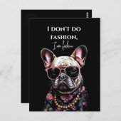 ハワイアンフランスのシャツとサングラスのブルドッグ ポストカード (正面/裏面)