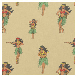 ハワイアンフラ踊りガールズヴィンテージパターン ファブリック