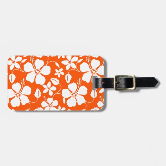 ハワイアンフラ（ハイビスカス）オレンジラゲージタグ ラゲッジタグ (正面横)