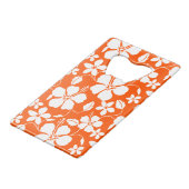 ハワイアンフラ（ハイビスカス）オレンジ クレジットカード栓抜き (正面アングル)