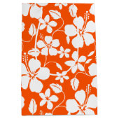 ハワイアンフラ（ハイビスカス）オレンジ ミディアムペーパーバッグ (正面)