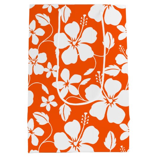 ハワイアンフラ（ハイビスカス）オレンジ ミディアムペーパーバッグ (裏面)