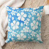 ハワイアンフラ(ハイビスカス)グリーンリーフ装飾用クッション クッション (ブランケット)