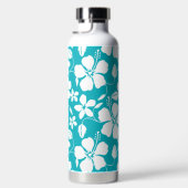 ハワイアンフラ（ハイビスカス）ティール（緑がかった色）水瓶 ウォーターボトル (右面)