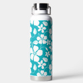 ハワイアンフラ（ハイビスカス）ティール（緑がかった色）水瓶 ウォーターボトル (背面)