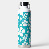 ハワイアンフラ（ハイビスカス）ティール（緑がかった色）水瓶 ウォーターボトル (正面)
