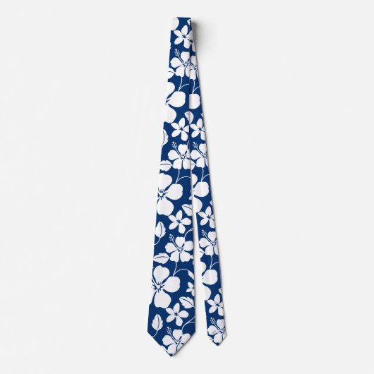 ハワイアンフラ(ハイビスカス)ネイビー ネクタイ (正面)